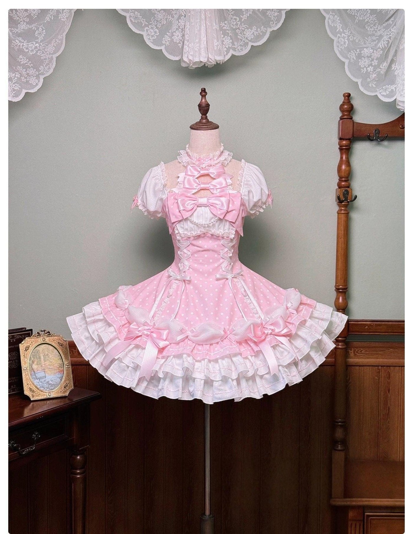 Alice Girl - Old School Lolita Halter Neck OP - Dress, Polka Dot Accent OP Dress