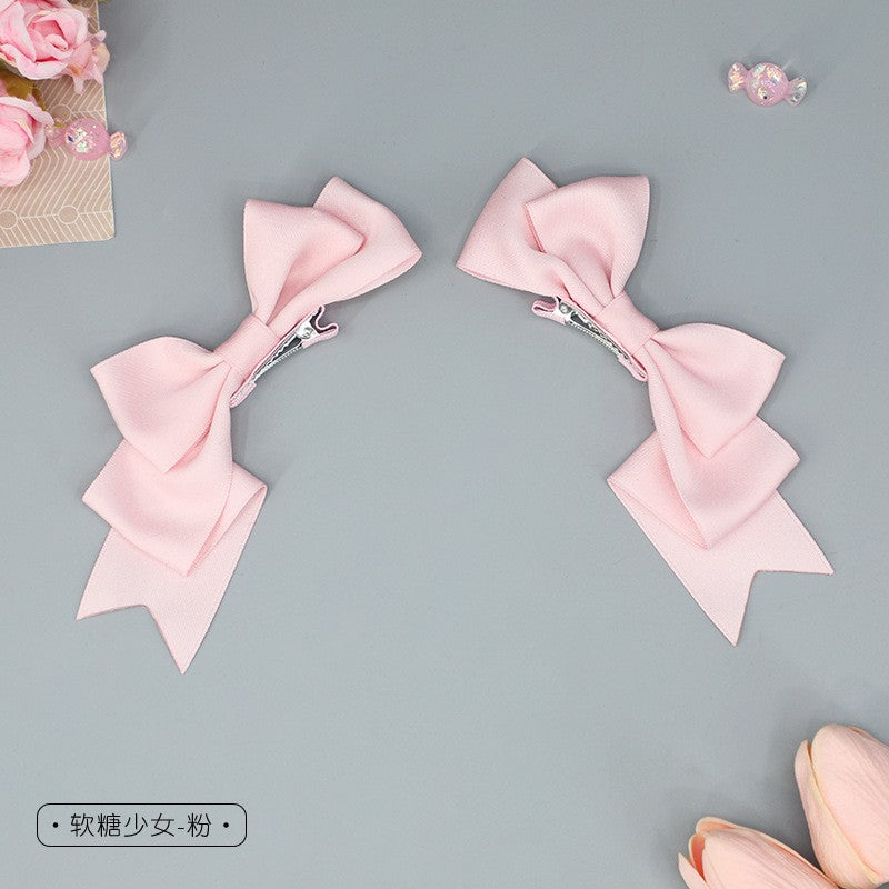 Handmade Bow Hair Clip Cute Lolita Hair Accessory Soft Girl JK Small Item Lolita Sweet Cool Hairpin for Girls