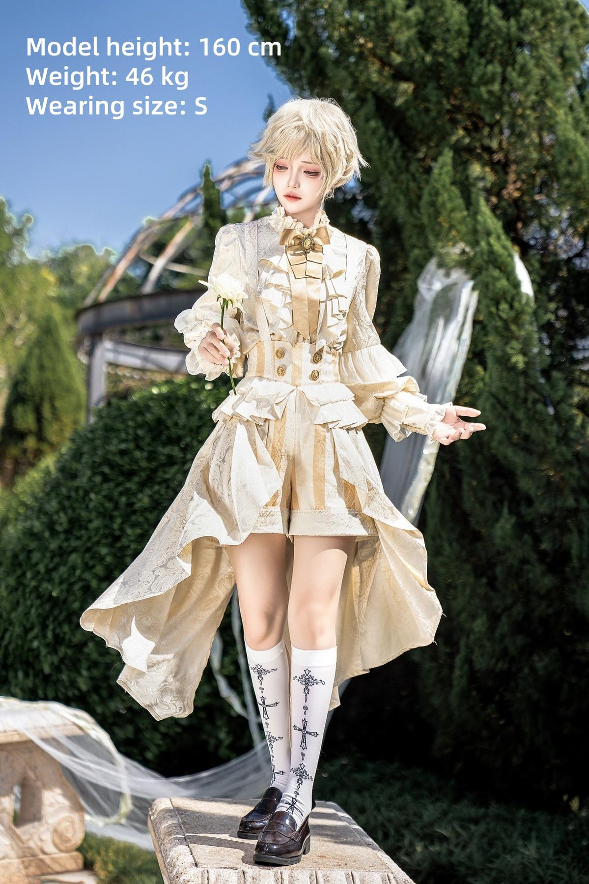 Designer's Gift - Ouji Lolita Suspender Shorts & - Jacquard Shirt Innerwear