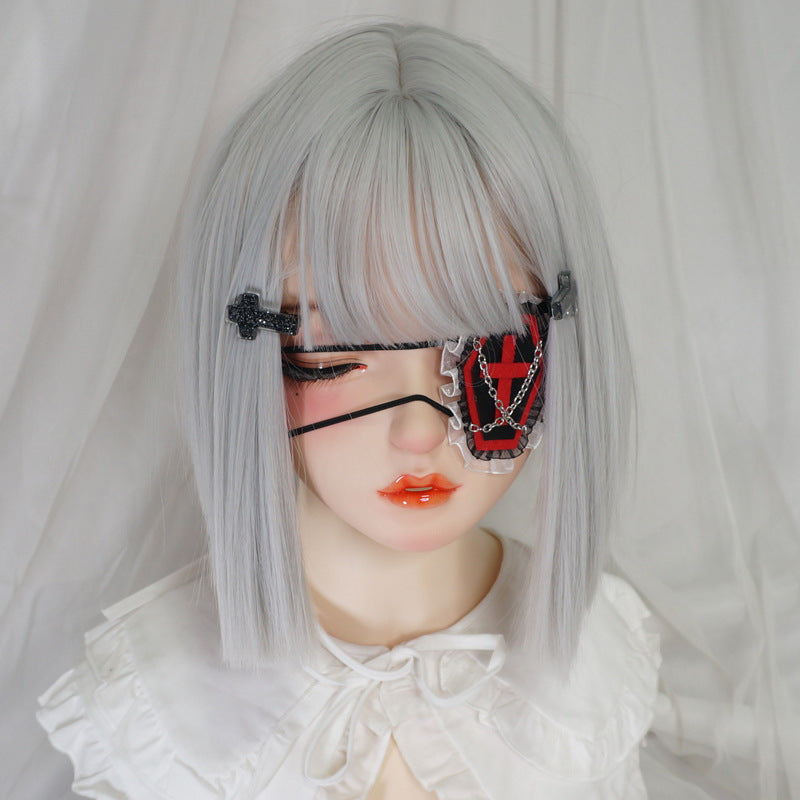 Gothic Girl Cross Single Eye Mask Lolita Dark Halloween Accessories Yandere Mid-2000s Harajuku Style