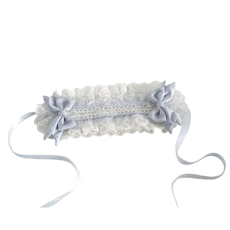 Xiaogui - Blue Sweet Lolita Lace Hair Accessory Blue Headband (with fixed clip) One Size