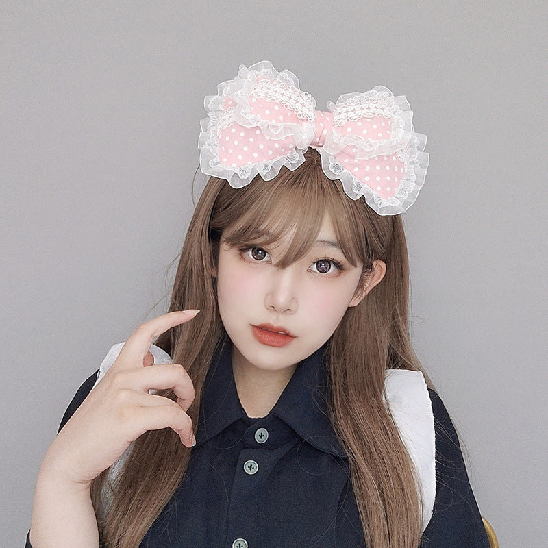 Handmade Lolita Big Bow Hairpin - Lace Comic/Tea Party KC