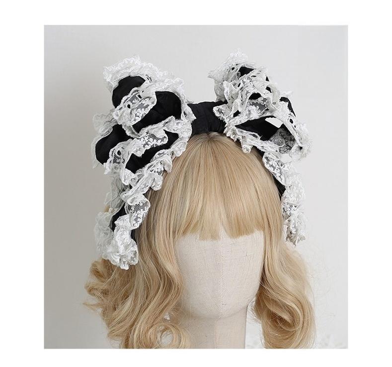 Xiaogui - Sweet Lolita KC with Large Lace Bow - in Multiple Colors Headwear