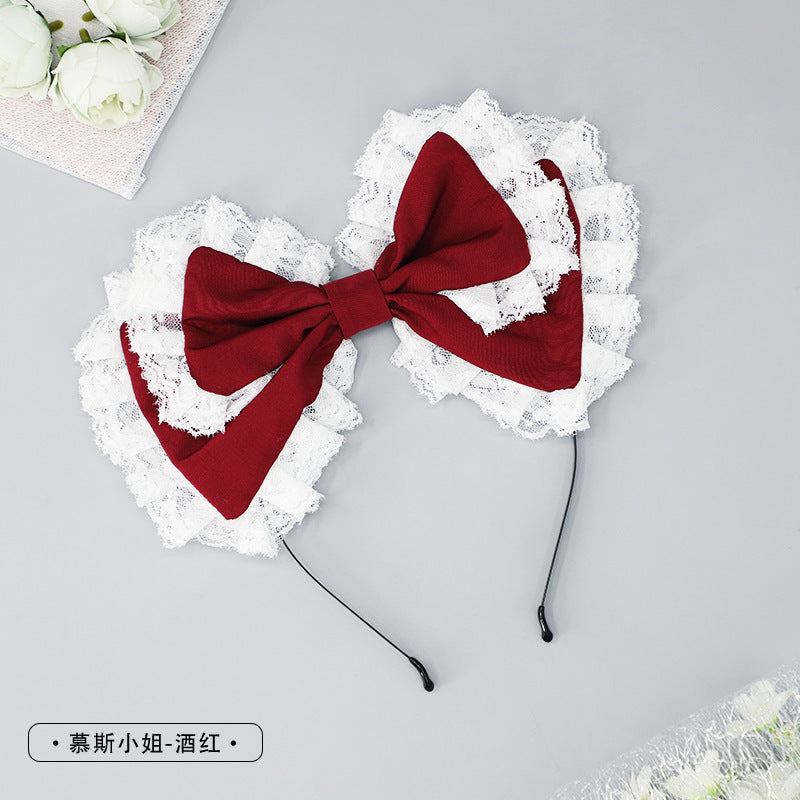 Handmade Small Hairpin Accessories Hair Ornament Bow Lolita Japanese Style Girl Hair Accessories Lace Edge Lolita Headband - Lolita Fetch