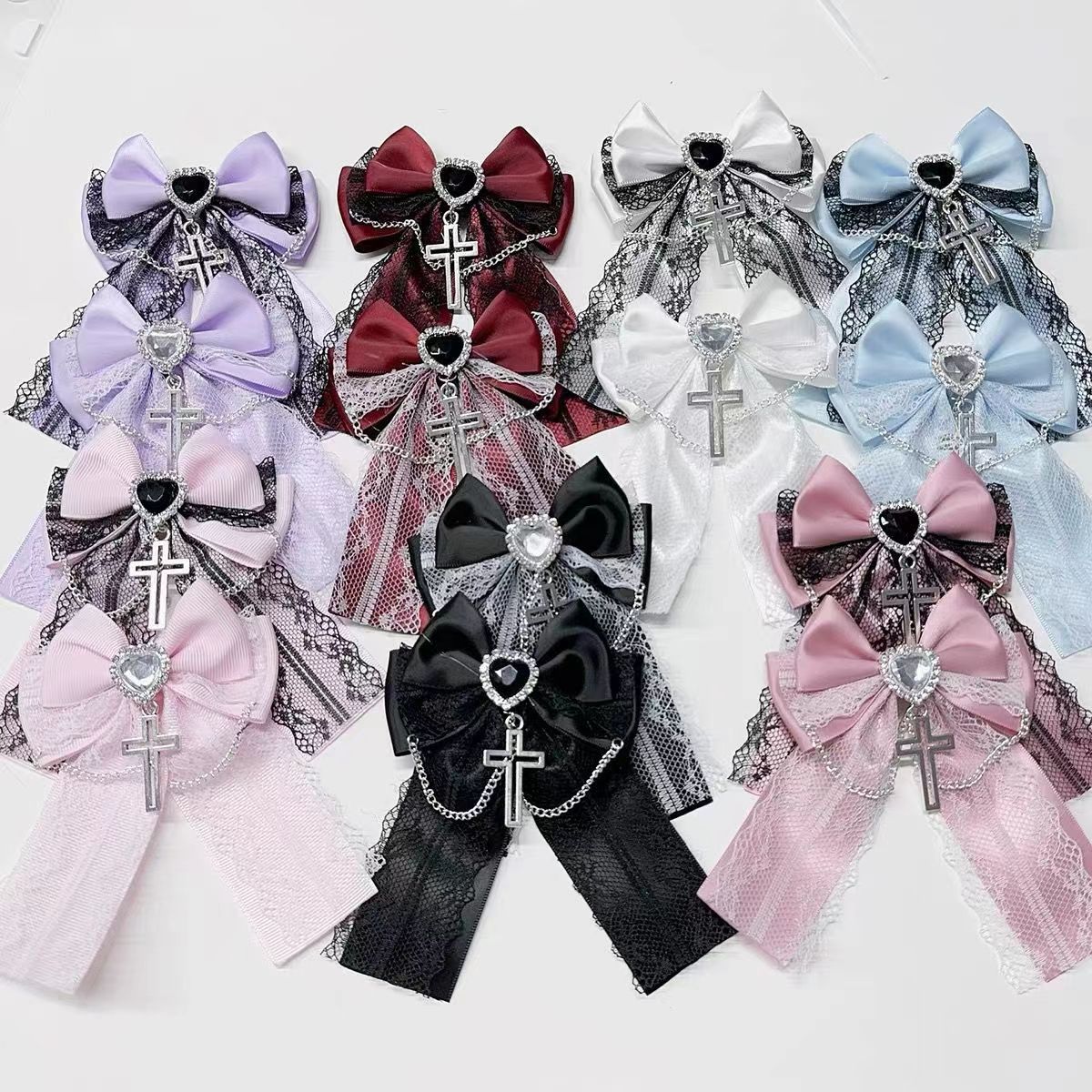 Handmade - Crystal Lace Bow - Hair Clip and Brooch