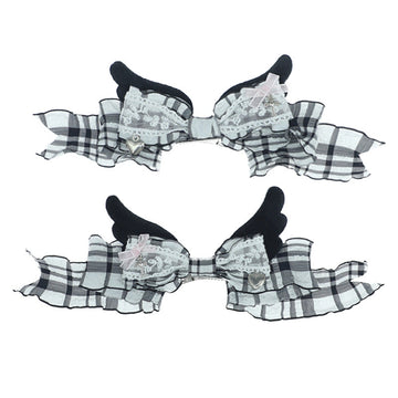 Subculture Bow Hair Clip - Handmade Wings Girls Double Ponytail Clip