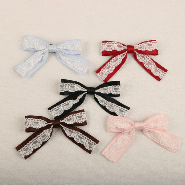 Handmade - Showa Cake Bow - Lace Brooch and Hair Clip