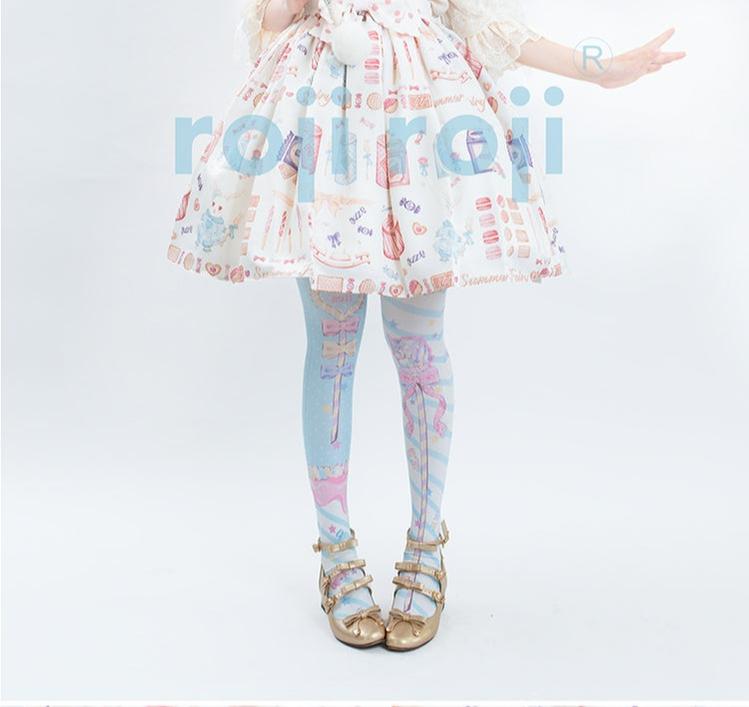 Roji Roji - Fairy Kei Sweet Lolita Print - Stockings Socks