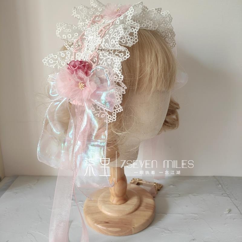 Handmade Classical Lolita Bridal Embroidery Lace Flower Lace Bow Hairband Hair Accessory