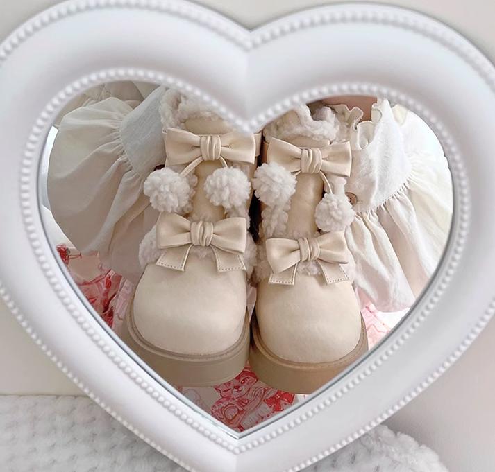 beauty bunny - Furry Bear - Winter Snow Boots with Plush Lining and Bow Pom-Poms - product detail 6