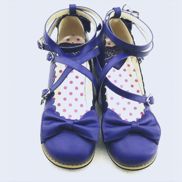 Lovely Lolita Low Heel Cross Strap Bow Tie Princess Shoes