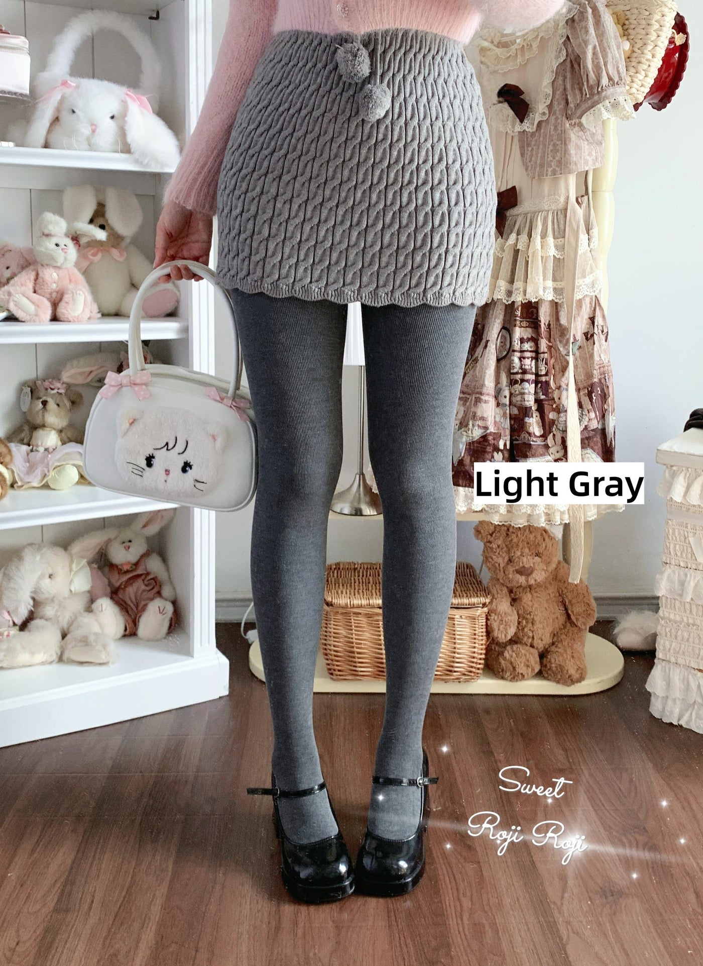 Roji Roji - Kawaii Lolita Fleece-Lined Tights - Multiple Colors Socks