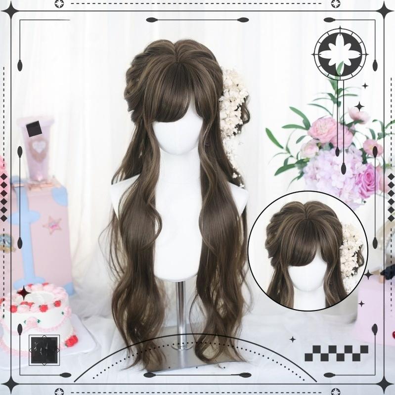 Dalao Home - Grey Brown Classic Lolita Long Wig - With Natural Wavy Wig