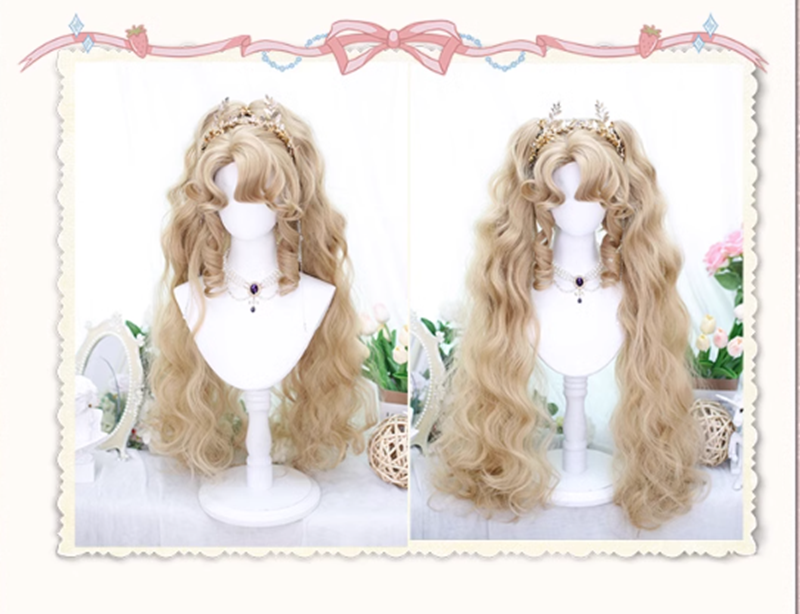 Dalao Home - Lolita Short Curls Hair Oil - Painting Style Double Ponytail Wig Wig