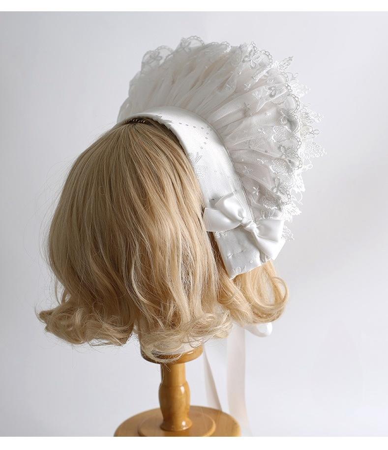 Xiaogui - Classic Lolita Lace Headdress Pure - White Lolita Head Accessory Headwear