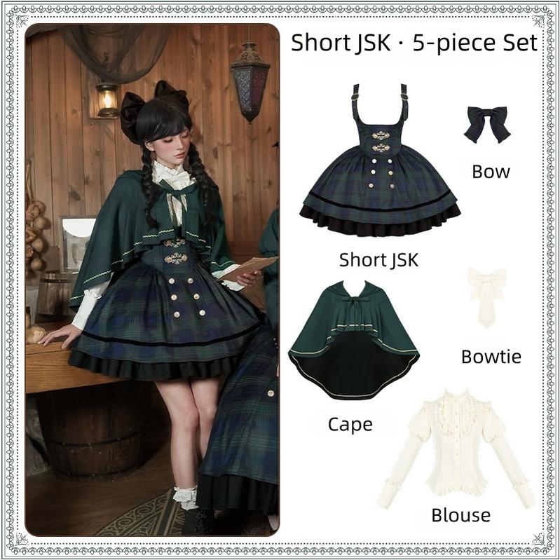 Berlin Souvenir - Plaid Preppy Style Lolita Bust Supporting JSK Outfit (L M S) 43928:790003