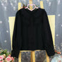 S / Black long sleeves - doll collar