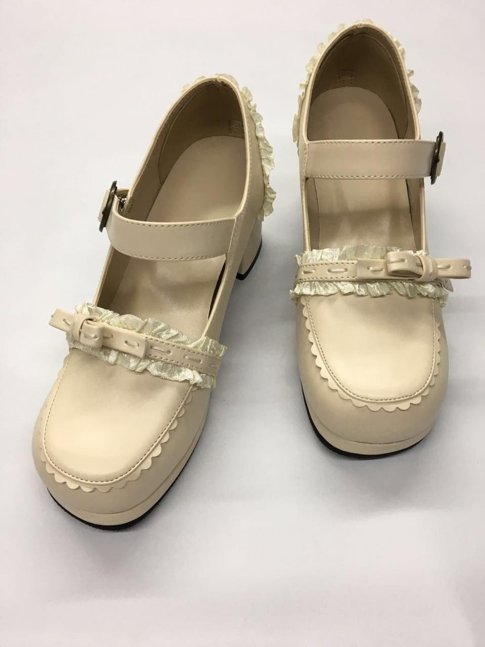 The Seventh Sense - Bow Lace - Lolita Shoes with a square toe - product detail 6