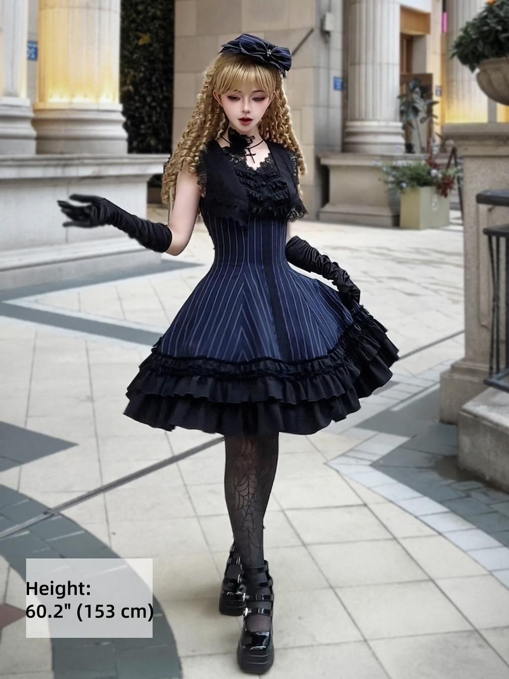 MILU ORIG - Six-Panel Gothic Lolita JSK Dress - Tiered Ruffles JSK Dress