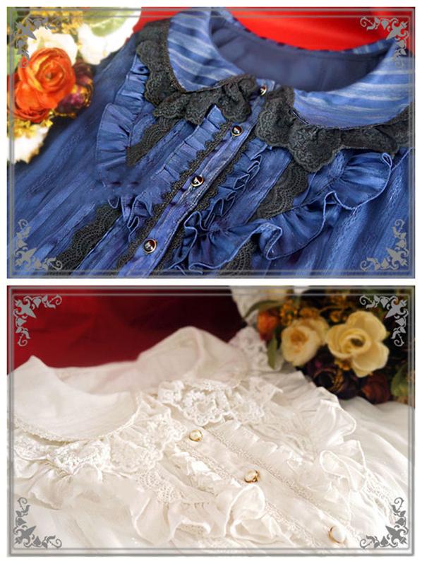 Strawberry Witch - Flower Wedding White Dark Blue - Blouse Innerwear