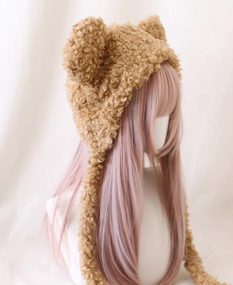 Xiaogui - Cute Lolita Teddy Bear Ears Hat - Kawaii Winter Hat Headwear