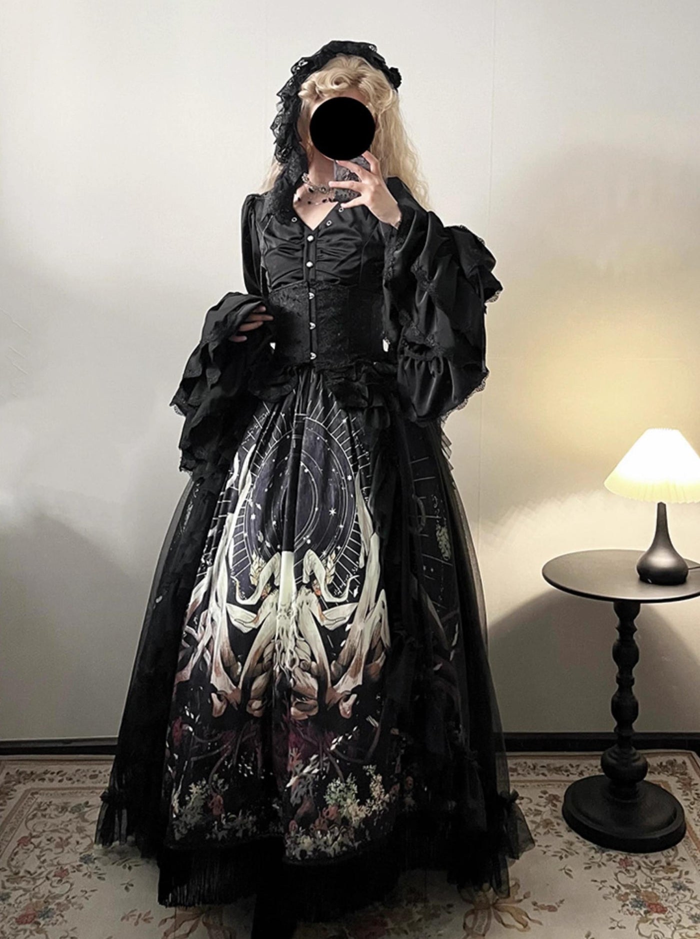 Caged Bird Hotel - Reborn Ancient God - Gothic Lolita Shirt and Skirt Set with Hanging Chains - product detail 8
