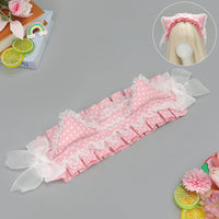 Independent Brand - Bobo Cat Ear Polka Dot Headband - Headwear - Bobo Cat Ear Headband-Pink / Free size