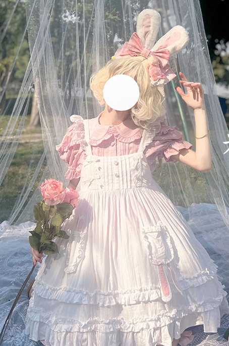 Sakurada Fawn - Plus Size Lolita Shirt Solid Color - Short Sleeve Blouse Innerwear
