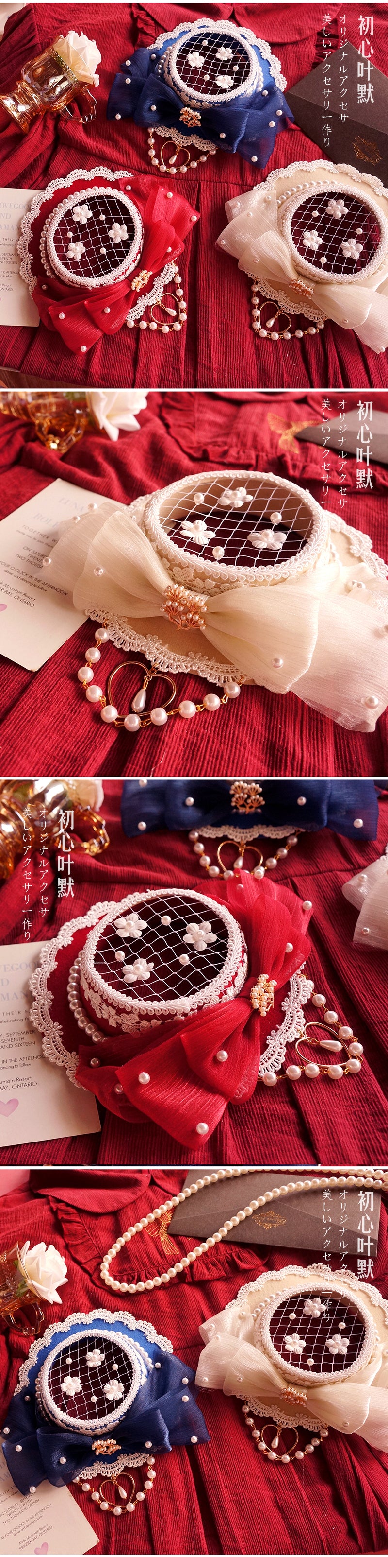 Christmas Girl Hair Accessories Mesh Flat Hat Tea Party Small Hat Hanf