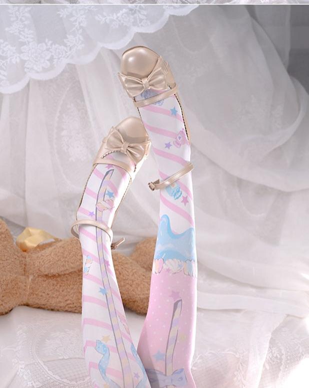 Roji Roji - Fairy Kei Sweet Lolita Print - Stockings Socks