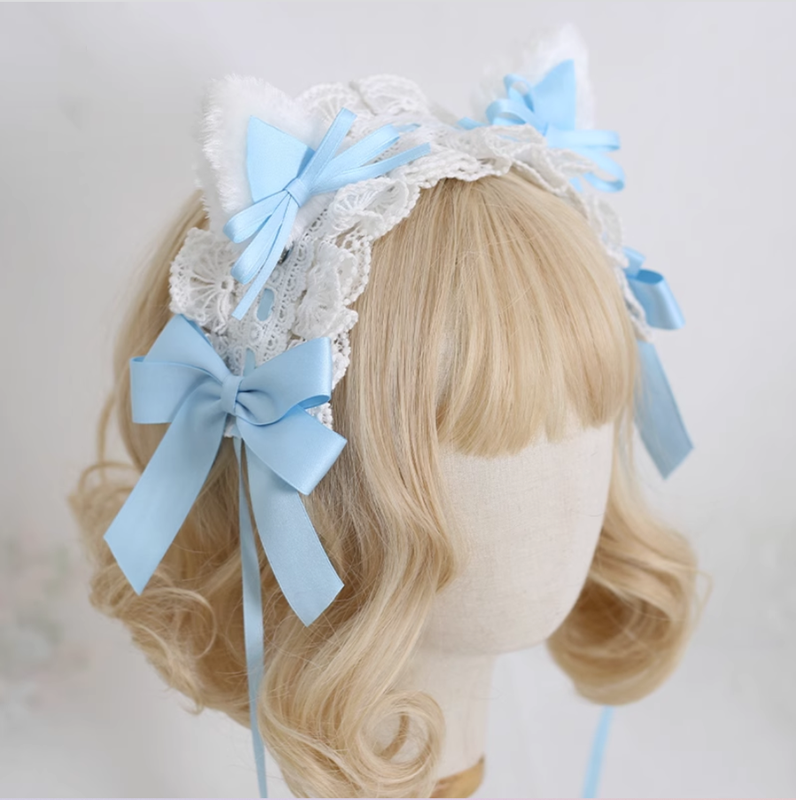 Xiaogui - Sweet Lolita Cat Ear Bow Headband - Headwear