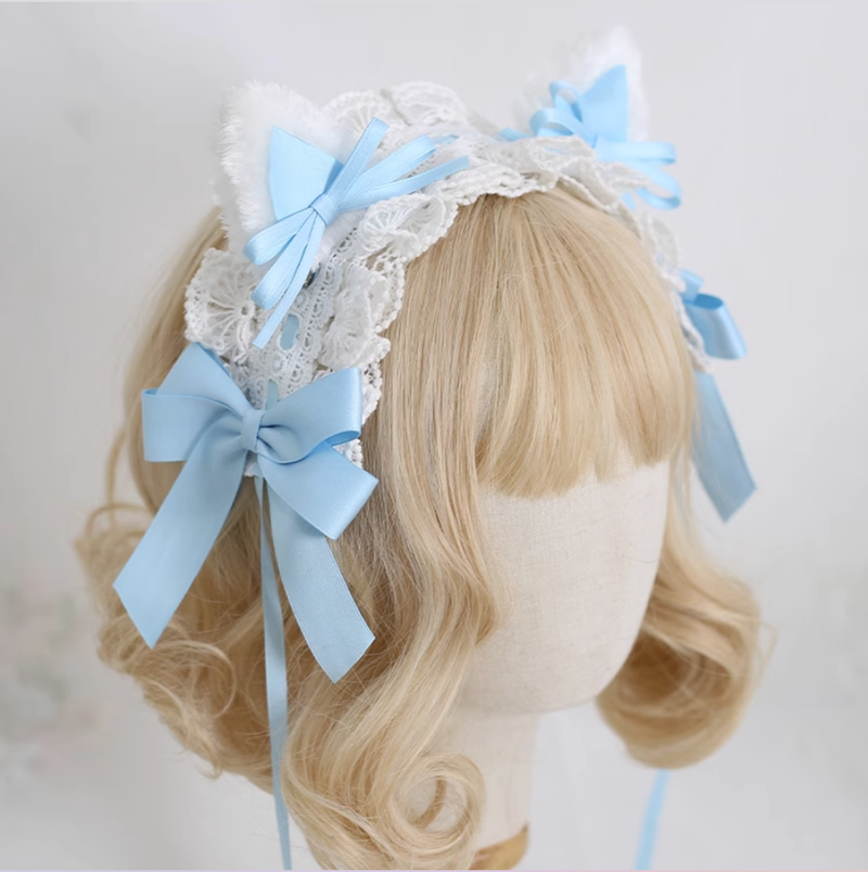 Xiaogui - Sweet Lolita Cat Ear Bow Headband - Headwear