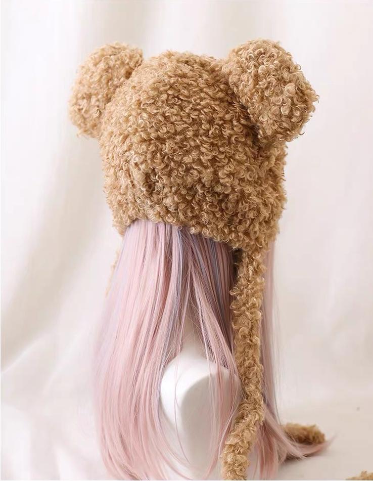 Xiaogui - Cute Lolita Teddy Bear Ears Hat - Kawaii Winter Hat Headwear