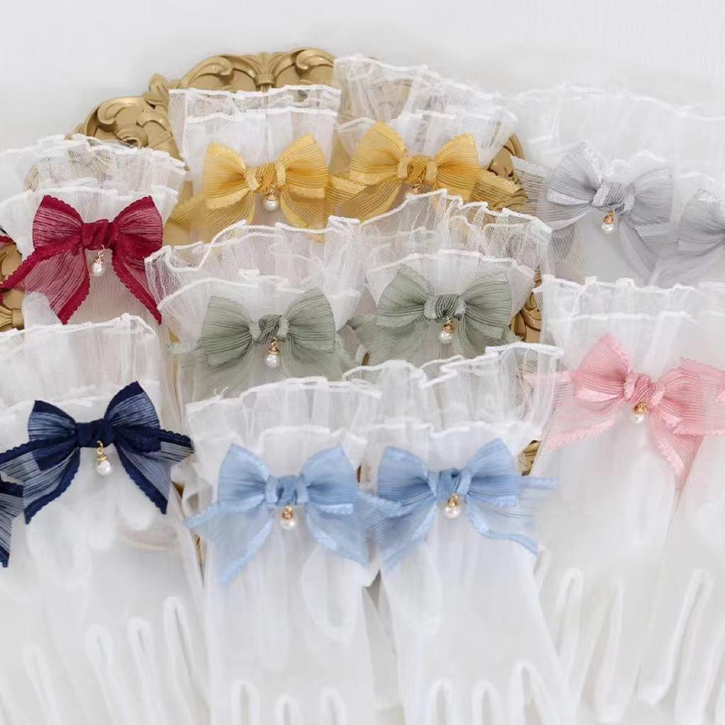 Xiaogui - Elegant Lolita Bow Gloves Retro - Lolita Lace Glove Hand Accessory