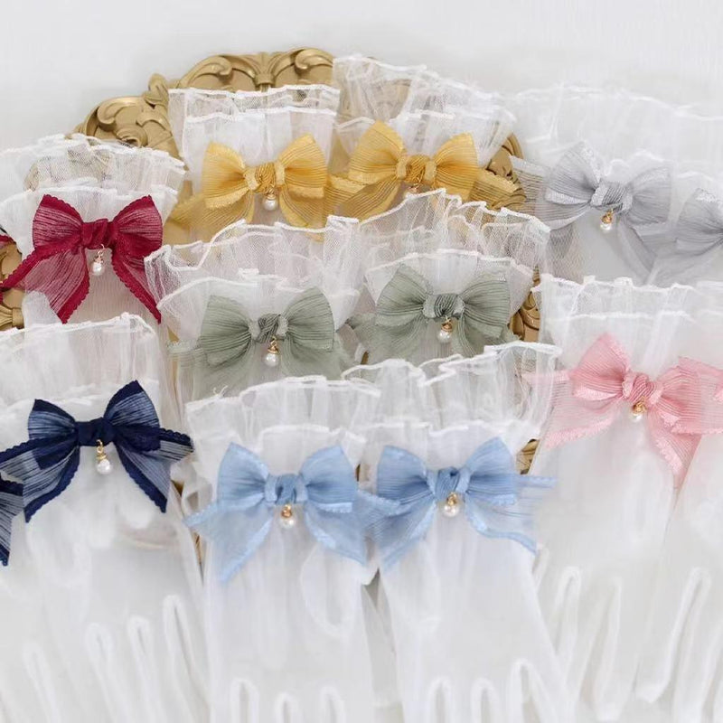 Xiaogui - Elegant Lolita Bow Gloves Retro - Lolita Lace Glove Hand Accessory