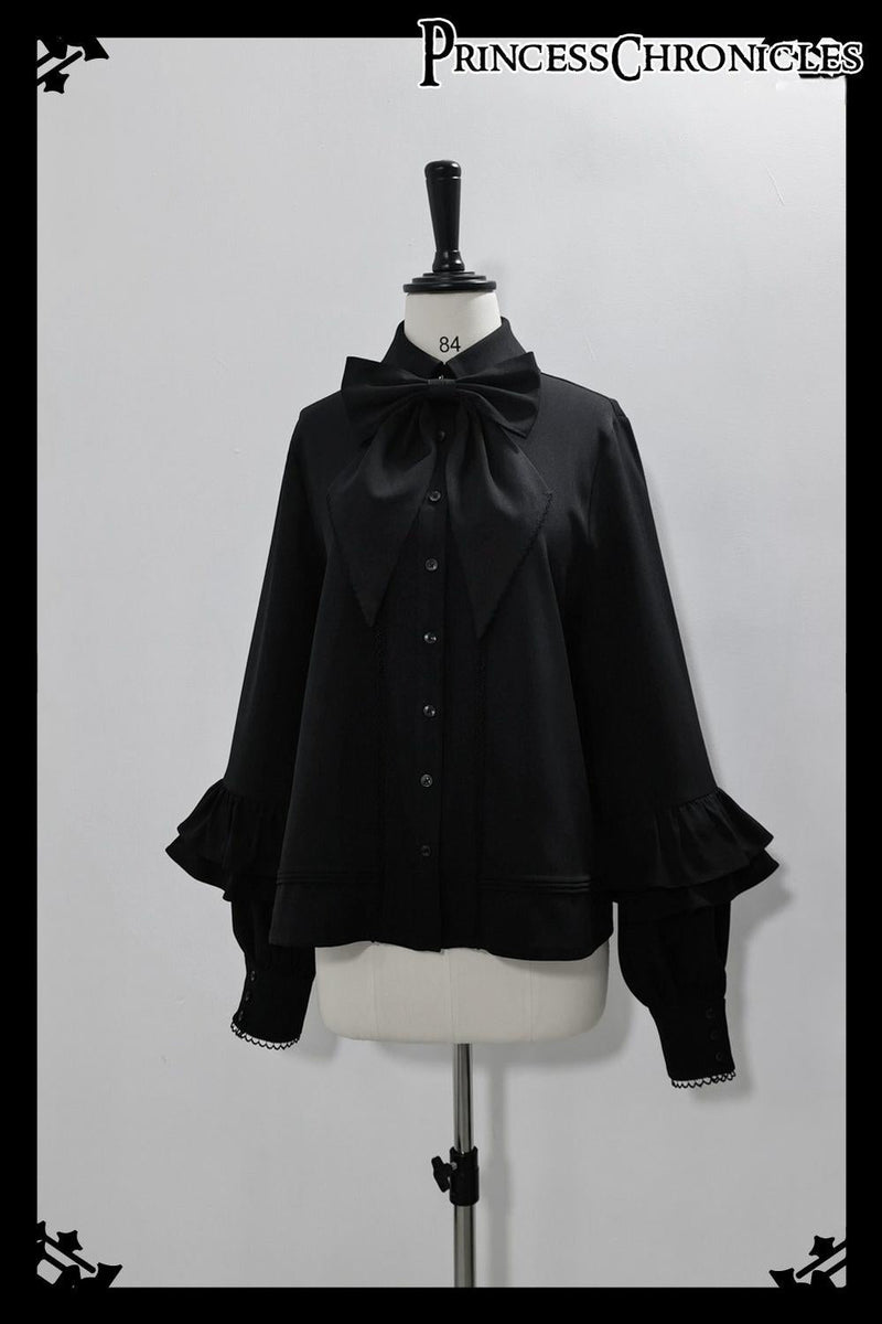 Princess Chronicles - Doll - Black Ouji Lolita Shirt with Removable Large Bow Tie