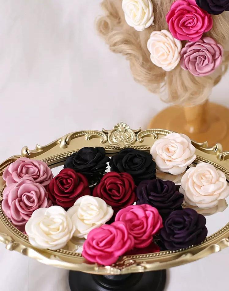 Xiaogui - Retro Lolita Brooch Rose Hairpins - Flower Headdress Headwear