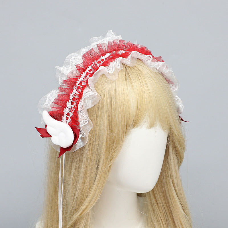 Handmade Lolita Bow Lace Hairband - Comic Exhibition Cosplay Hair Clips