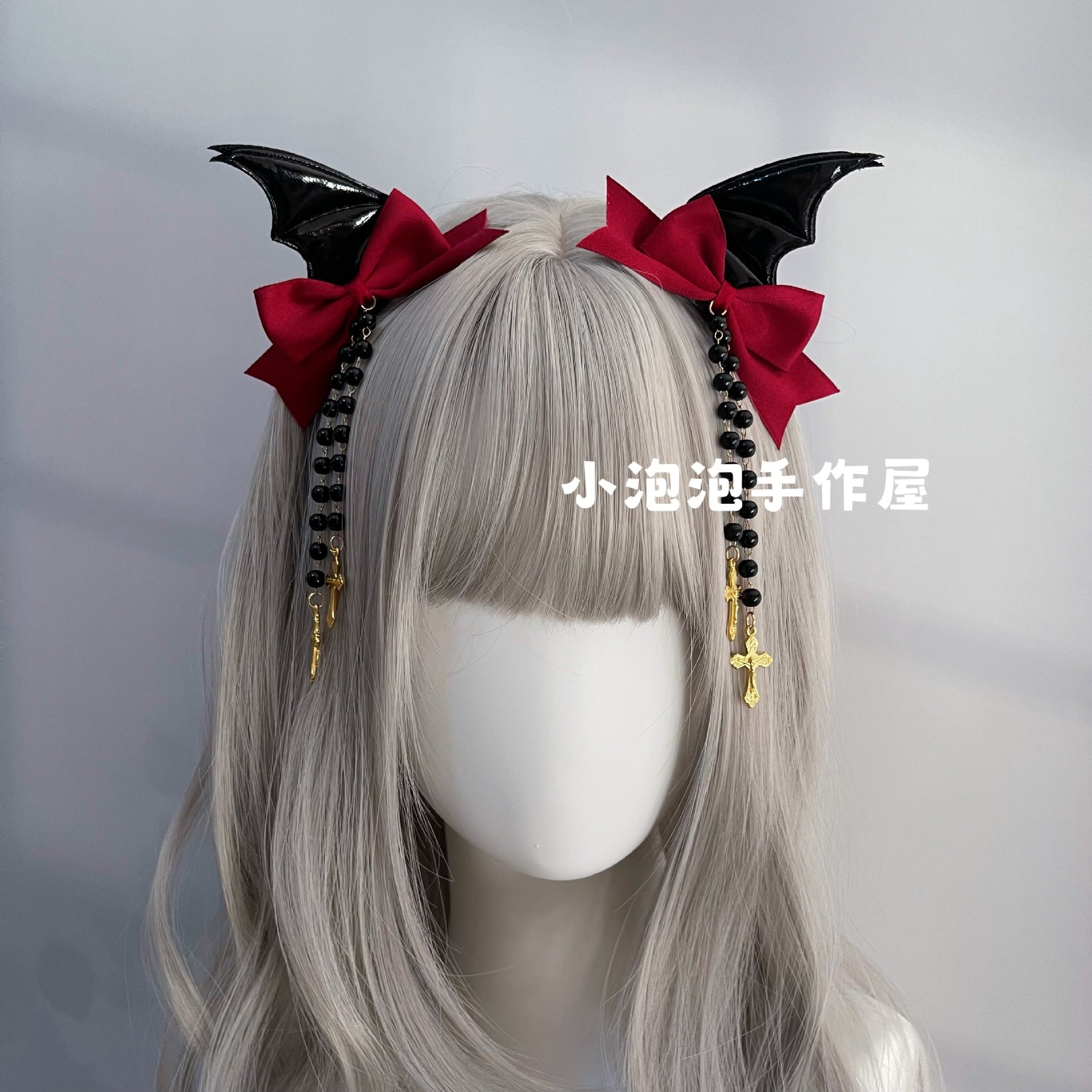 Black Devil Wings Hair Clip Bat Side Clip Bowknot Quirky Halloween Headwear Lolita Gothic Subculture