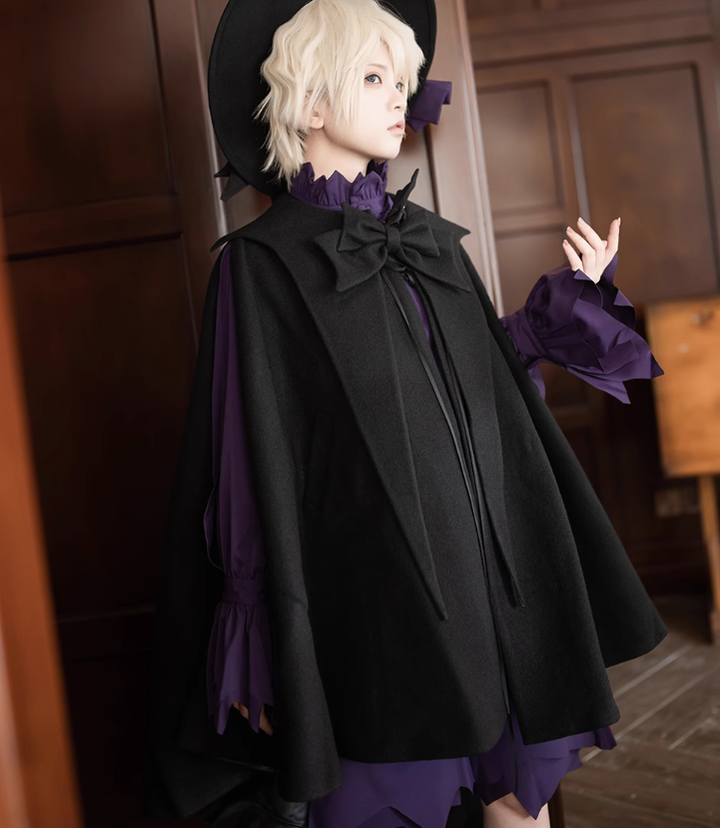 Princess Chronicles - Ouji Lolita Prince Black Bow Cloak - Outerwear