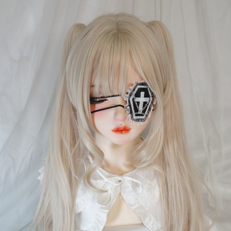 Gothic Girl Cross Single Eye Mask Lolita Dark Halloween Accessories Yandere Mid-2000s Harajuku Style