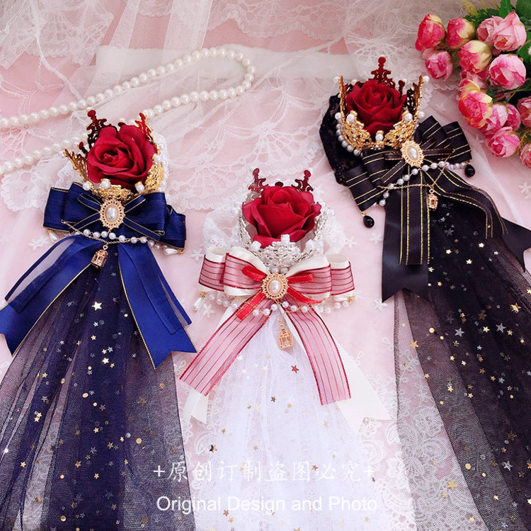 Christmas Lolita Crown Handmade Headpiece Gorgeous Hanamaru Shirayukihime Tea Party Lolita Hair Accessory Elegant Flower Bride - Lolita Fetch
