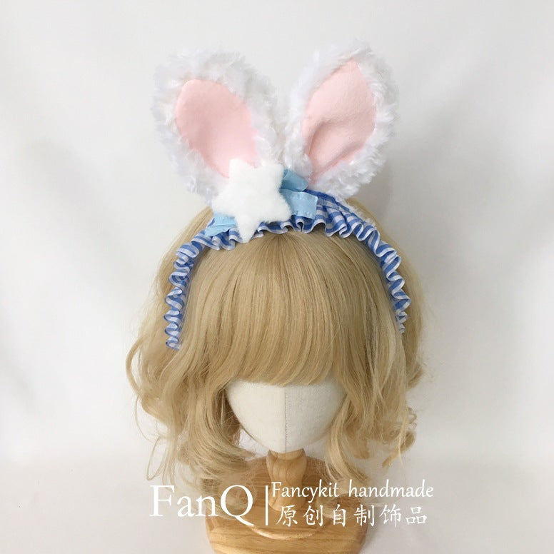Handmade Bowknot Rabbit Ear Strawberry Headband Korean Japanese Sweet Lolita