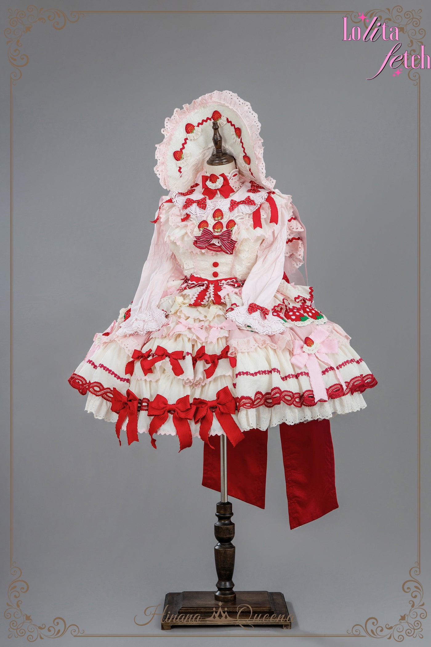 Strawberry Party Lolita Dress by Lolita Fetch featuring a floral design and elegant JSK and OP styles for a wedding-themed look.