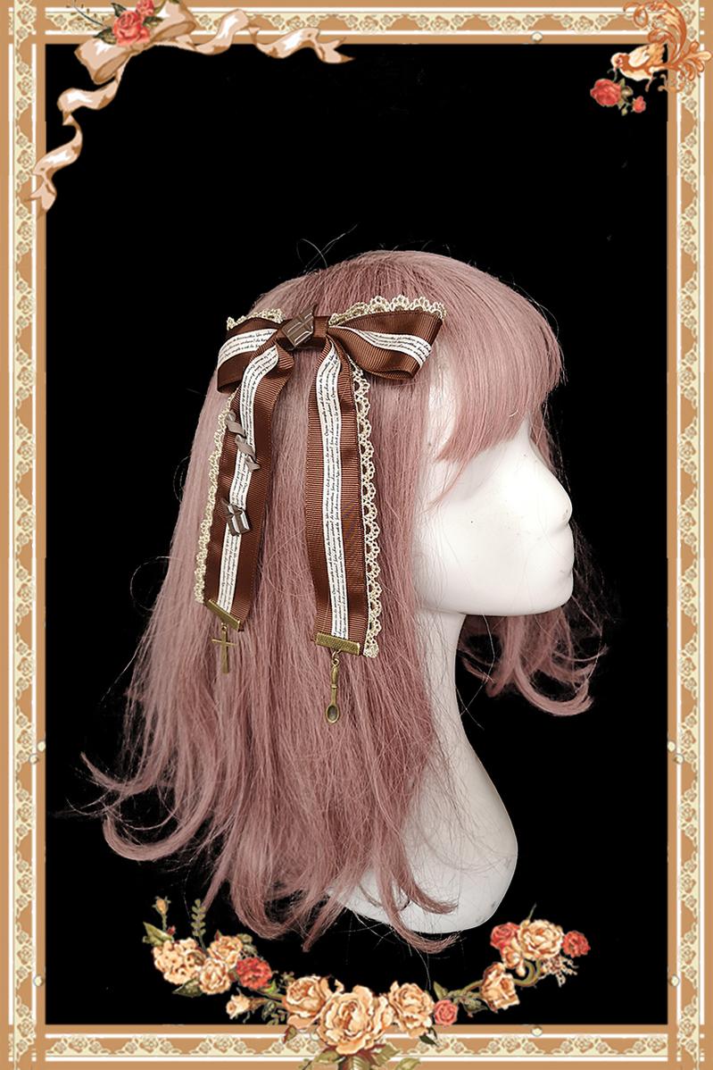 Chocolate Carousel - Kawaii Lolita Salopette Dress Set Coffee Color Side Clip (one size / choose M) S