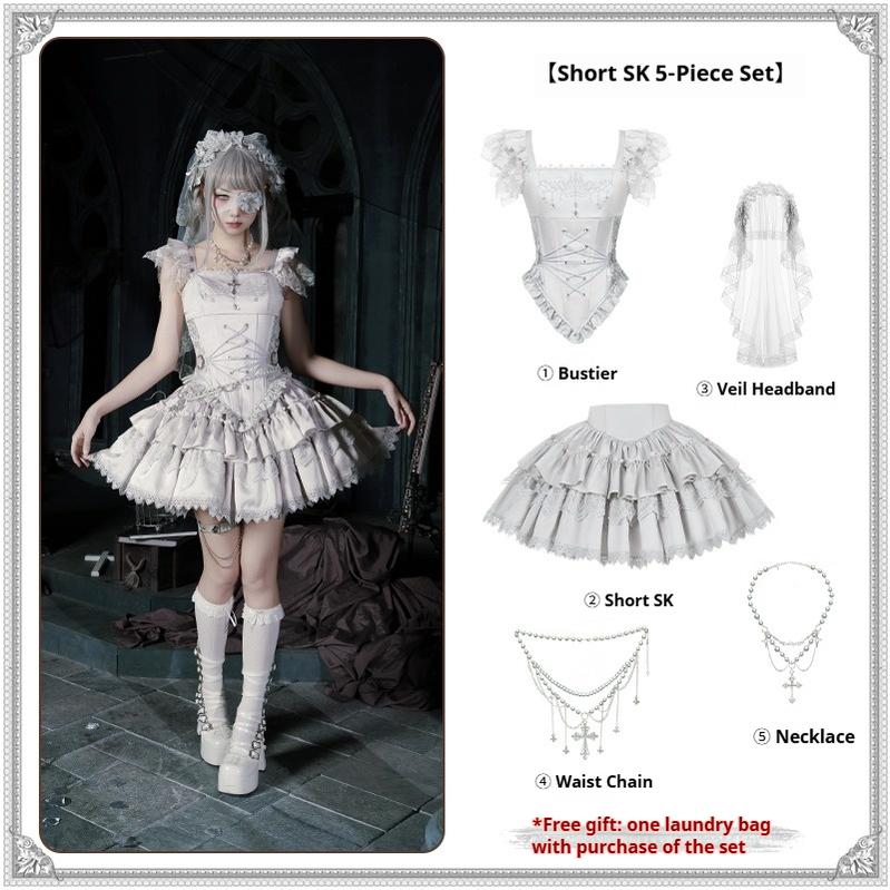 With PUJI - Humanoid Robot - Silver Gothic Lolita Mermaid Skirt Set