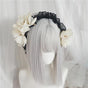 White flower black edge hairband + white flower hair clip