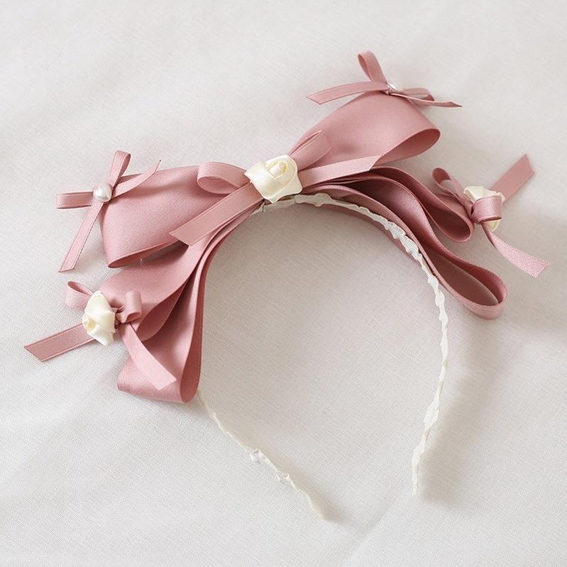 Xiaogui - Ivory & Pink Sweet Lolita Headdress - Bridal Lace Headwear Headwear