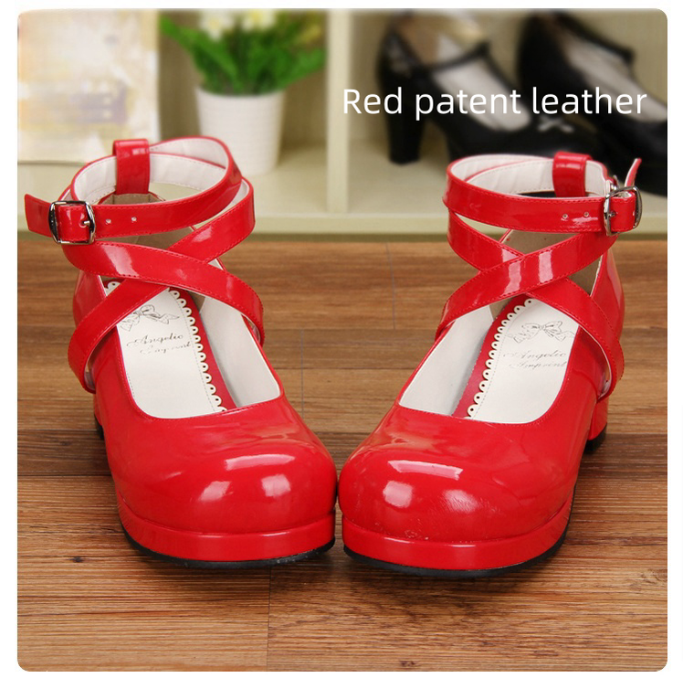 Angelic imprint - Sweet Lolita Shoes Round Toe Middle - Heel Shoes