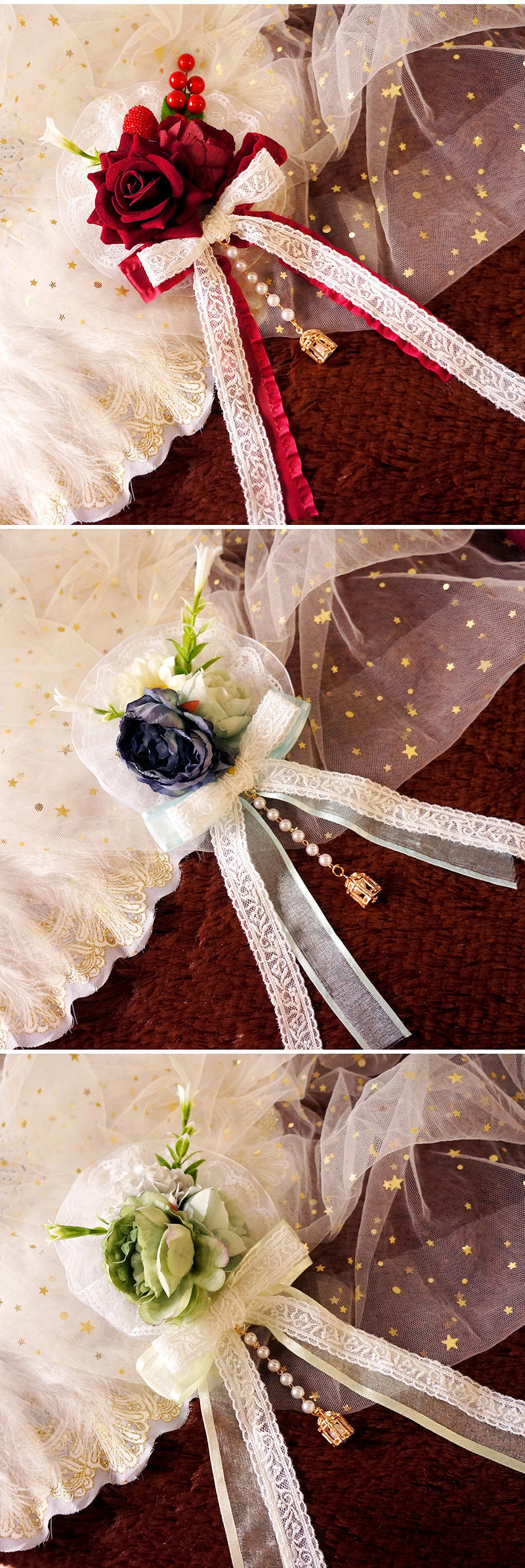 Handmade - Hanamaru Fairy Hair Clip - Lolita floral bow hair clip